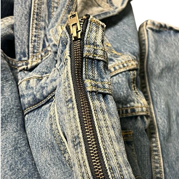 Levi’s Overalls 28W Premium Waterless Bib Jeans Women’s Red Tag Big E Side Zip - Picture 6 of 9